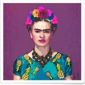 JUNIQE - Poster Trendy Frida -50x50 /Blauw & Paars