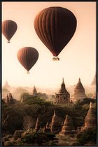 JUNIQE - Poster in kunststof lijst Hot Air Balloons in Bagan -40x60