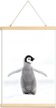 JUNIQE - Posterhanger Lone Penguin -30x45 /Grijs & Wit