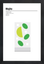 JUNIQE - Poster met houten lijst Mojito - minimalistisch -13x18 /Grijs