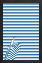 JUNIQE - Poster in houten lijst Sail Away -30x45 /Blauw & Wit