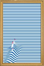 JUNIQE - Poster met houten lijst Sail Away -20x30 /Blauw & Wit