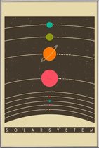 JUNIQE - Poster met kunststof lijst Vintage zonnestelsel reizen -40x60