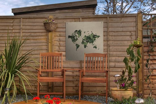 Posters de jardin Wereldkaart - Plantes - Motif - 50x50 cm - Toile de jardin - Affiche extérieure