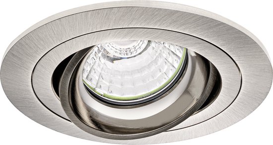 Spot Armatuur GU10 - Proma Alpin Pro - GU10 Inbouwspot - Rond - Nikkel - Aluminium - Kantelbaar - Ø92mm