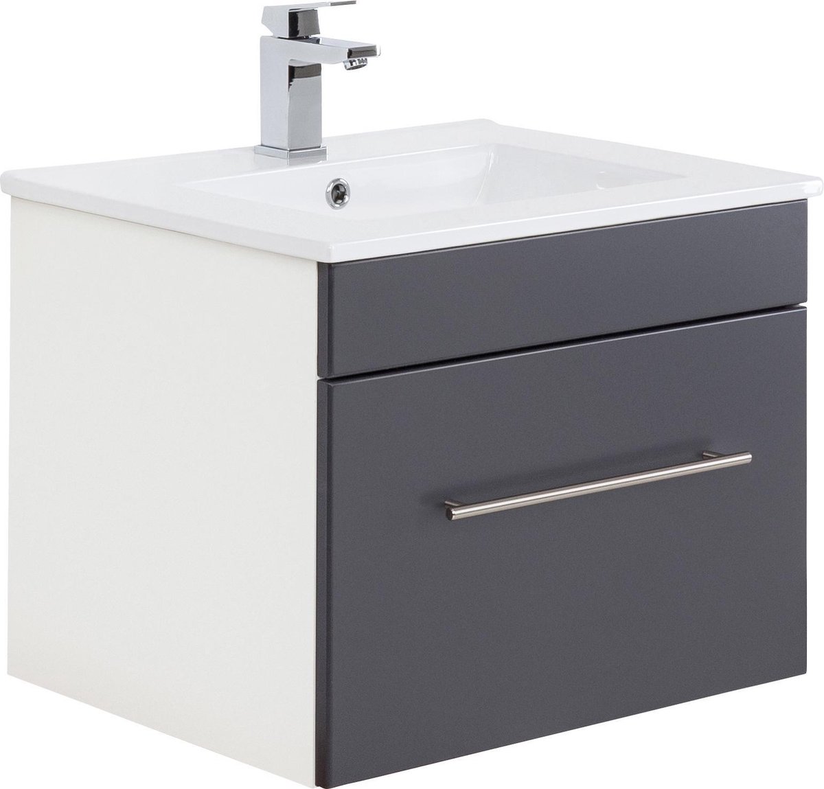 Wastafelkast Ivar Antraciet - Wit - Breedte 61.5 cm - Hoogte 49.7 cm - Diepte 46.5 cm