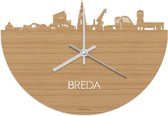 Skyline Klok Breda Bamboe hout - Ø 40 cm - Woondecoratie - Wand decoratie woonkamer - WoodWideCities