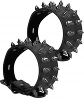Ouch! Skulls and Bones - Ankle Cuffs with Spikes - Black - Bondage Toys - Accessories