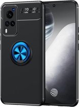 Voor vivo X60 Pro metalen ringhouder 360 graden roterende TPU-hoes (zwart + blauw)