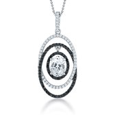 Orphelia ZH-7242 - CHAÎNE AVEC PENDENTIF OVALES ZIRCONIUM NOIR ET BLANC - argent 925 - zircone cubique - 45 cm
