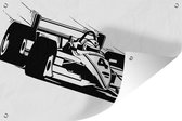 Muurdecoratie Zwart-wit illustratie van een race auto op een helling - 180x120 cm - Tuinposter - Tuindoek - Buitenposter
