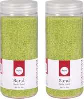 4x potjes fijn decoratie zand groen 475 ml - decoratie - zandkorrels / knutselmateriaal