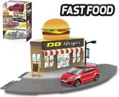 Bburago BBURAGO CITY FAST FOOD + 1 CAR 'BUILD YOUR CITY'  "kit" div. modelauto schaalmodel 1:43