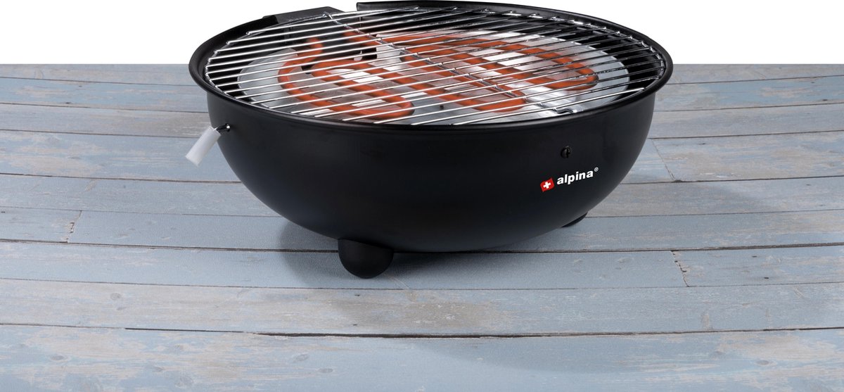 alpina Elektrische BBQ 1250W - Tafel Barbecue zonder Rook - Barbecuegrill met Grillrooster Ø30cm - Geschikt voor Binnen Gebruik - Zwart – foto 3