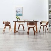 Medina Eetkamerstoelen 4 st gebogen hout en kunstleer crème