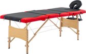 Medina Massagetafel inklapbaar 4 zones hout zwart en rood