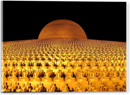 Acrylglas - Veel Gouden Boeddha's  - 40x30cm Foto op Acrylglas (Met Ophangsysteem)