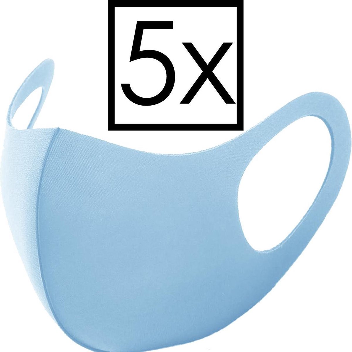 Mondkapje Wasbaar Universeel Mondmasker Wasbaar Niet Medisch Blauw - 5x