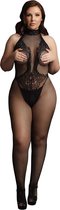 Fishnet and Lace Bodystocking - Black - OSX