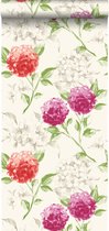 ESTAhome behang hortensia's roze en oranje - 128019 - 53 cm x 10,05 m