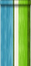 Origin behang strepen turquoise en limegroen - 346930 - 53 cm x 10,05 m