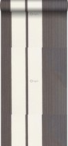 Origin behang strepen bruin en wit - 306708 - 70 cm x 10,05 m