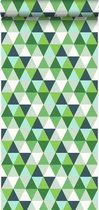 Origin behang grafische driehoeken groen - 347203 - 53 cm x 10,05 m