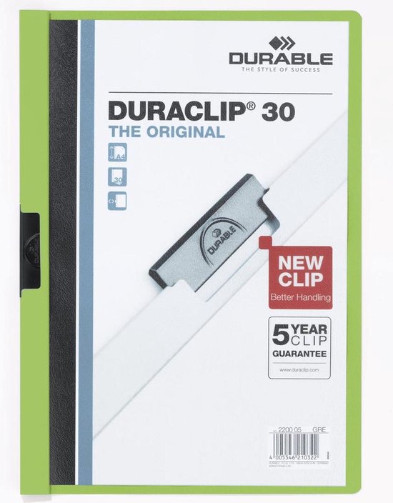 Chemise à clips durable 2200 A4 pl / tr 3mm vert 1 article