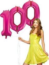 Pink cijfer ballon 100 inclusief helium gevuld.