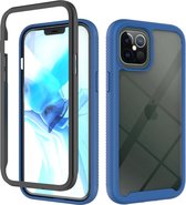iPhone 12 Pro Full Body Hoesje - 2-delig Rugged Back Cover Siliconen Case TPU Schokbestendig - Apple iPhone 12 Pro - Transparant / Donkerblauw