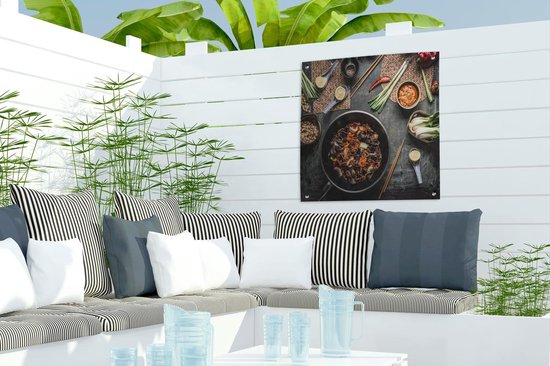 Affiche Wok Pan dans un potager asiatique 40x30 cm - petit - Toile de jardin / Toile d'extérieur / Peintures pour l'extérieur (décoration de jardin)