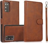 Voor Samsung Galaxy Note20 Kalf Textuur 2 in 1 Afneembare Magnetische Achterkant Horizontale Flip Lederen Case met Houder & Kaartsleuven & Portemonnee & Fotolijst (Bruin)