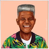 JUNIQE - Poster met kunststof lijst Mandela -20x20 /Kleurrijk