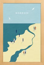 JUNIQE - Poster in houten lijst Nordsee - retro -40x60 /Blauw & Geel