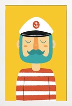 JUNIQE - Poster in houten lijst Ahoy Sailor -30x45 /Geel & Rood