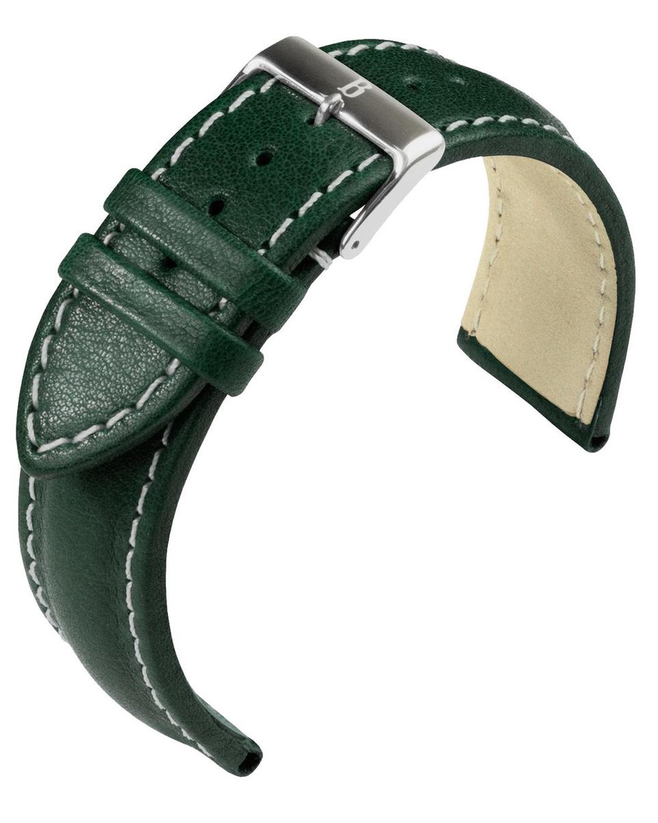 EULIT horlogeband - leer - 20 mm - groen - metalen gesp