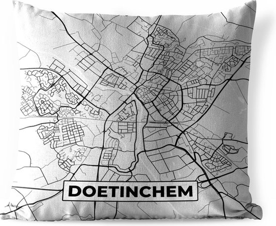 Sierkussen Extérieur - Plan de la ville - Doetinchem - Grijs - Wit - 60x60 cm - Résistant aux intempéries