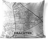 Tuinkussen - Stadskaart - Drachten - Grijs - Wit - 40x40 cm - Weerbestendig - Plattegrond