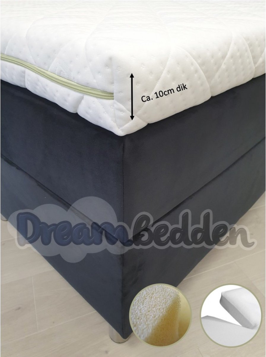 Bamboo Splittopper Premium 200x220 ca. 10cm dik Hybride schuim Medium/Stevig Bamboo Hoes Wit