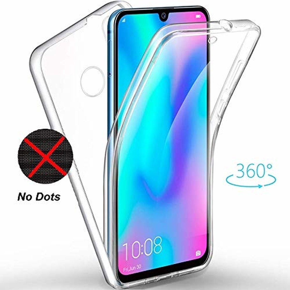 Ntech 360° Hoesje 2 in 1 Case -Hoesje Geschikt voor Huawei P Smart Plus 2019 Transparant