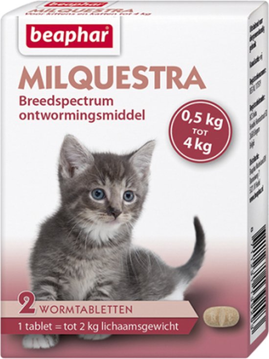 Beaphar Milquestra Kleine kat/kitten - 0,5 tot 4 Kg - 2 tabletten - Beaphar