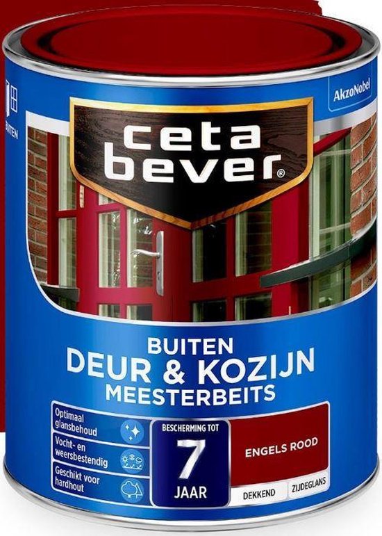 Steil In detail Mantsjoerije CetaBever Buiten Deur & Kozijn Meester Beits - Zijdeglans - Engels Rood -  750 ml | bol.com