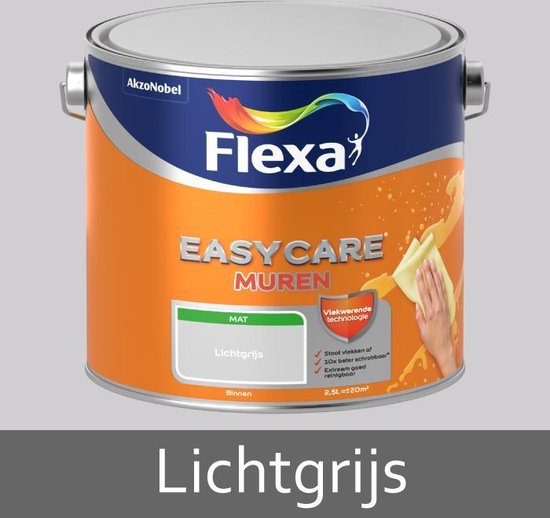 Flexa - Easycare Muren Muurverf - Lichtgrijs - 2.5 L