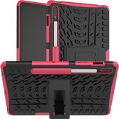 Tablet hoes geschikt voor Samsung Galaxy Tab S7 - Schokbestendige Back Cover - Met pencil houder - Magenta