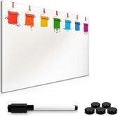 Navaris magneetbord - Magnetisch bord om op te schrijven - Memobord 60 x 40 cm - Met magneten en marker - Voor aan de muur - Gekleurde verf-design