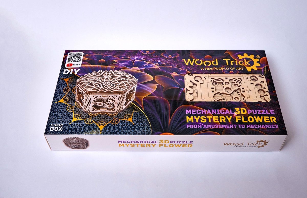 Wood Trick – Modelbouw 3D houten puzzel – Muziekdoos en sieradendoos Mysterieuze bloem - Mystery flower (WDTK045) – 278 stuks - Geen lijm noch verf nodig! — afbeelding 13