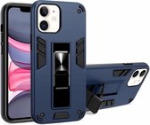 2-in-1 pc + TPU schokbestendige beschermhoes met onzichtbare houder voor iPhone 11 (koningsblauw)