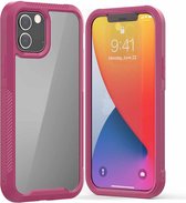 PC + TPU kleur transparant schokbestendig telefoon beschermhoes voor iPhone 12/12 Pro (paars)