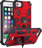 Voor iPhone 6 schokbestendige TPU + pc magnetische beschermhoes met houder (rood)