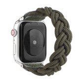 Elastische geweven horlogeband voor Apple Watch Series 6 & SE & 5 & 4 44 mm / 3 & 2 & 1 42 mm, lengte: 130 mm (donkergroen)